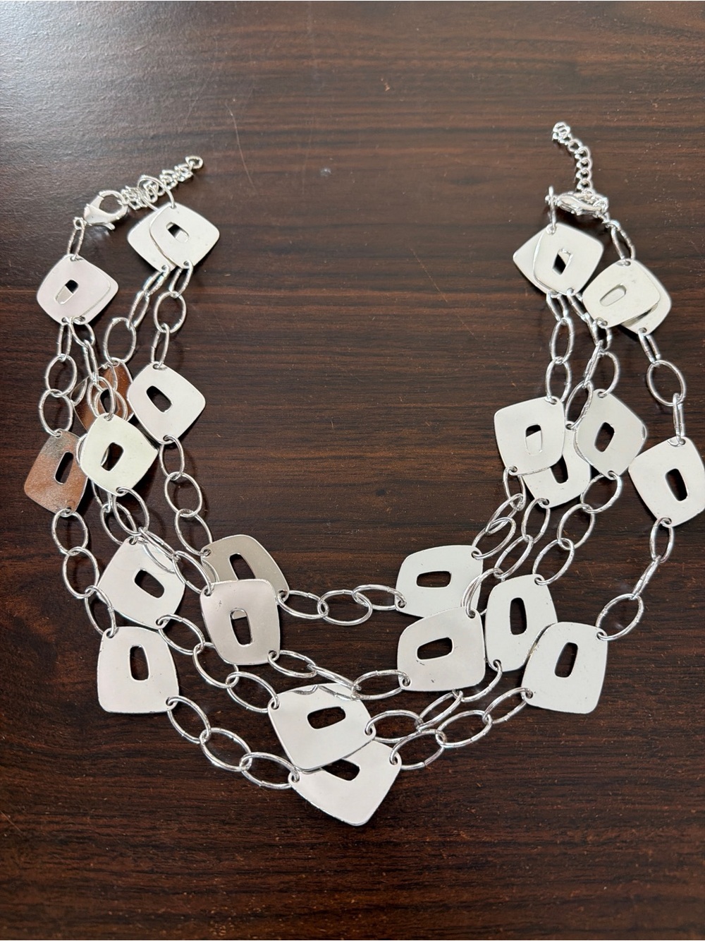 Vintage Y2K Silver Multi-Strand Geometric Statement Necklace